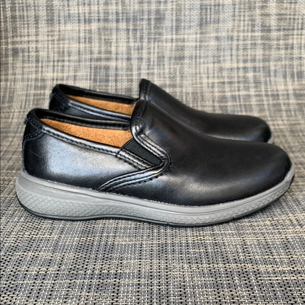 Florsheim Boys Great Lakes Jr. Plain Black Leather Slip-On Dress Shoes Size 10